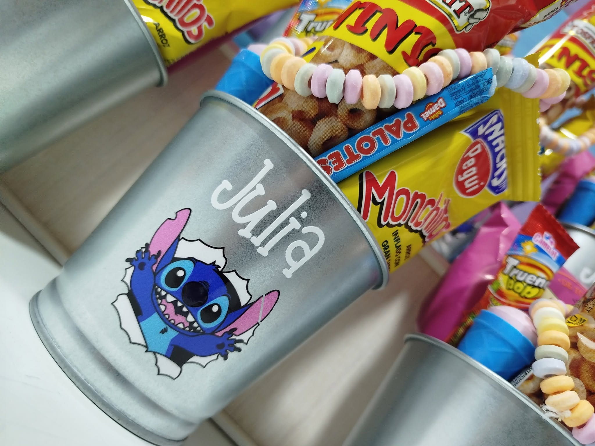 Cubo Metálico Personalizado con Chuches/Snacks — Detalles para eventos - Vista 2